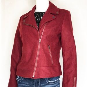 Banana Republic Maroon wool motorcycle jacket.